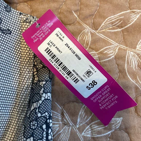 Ambrielle padded underwire bra 38C Tan and black lace design - Picture 2 of 5